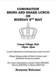 Coronation Bring & Share Lunch Monday 8th May 12 - 2pm